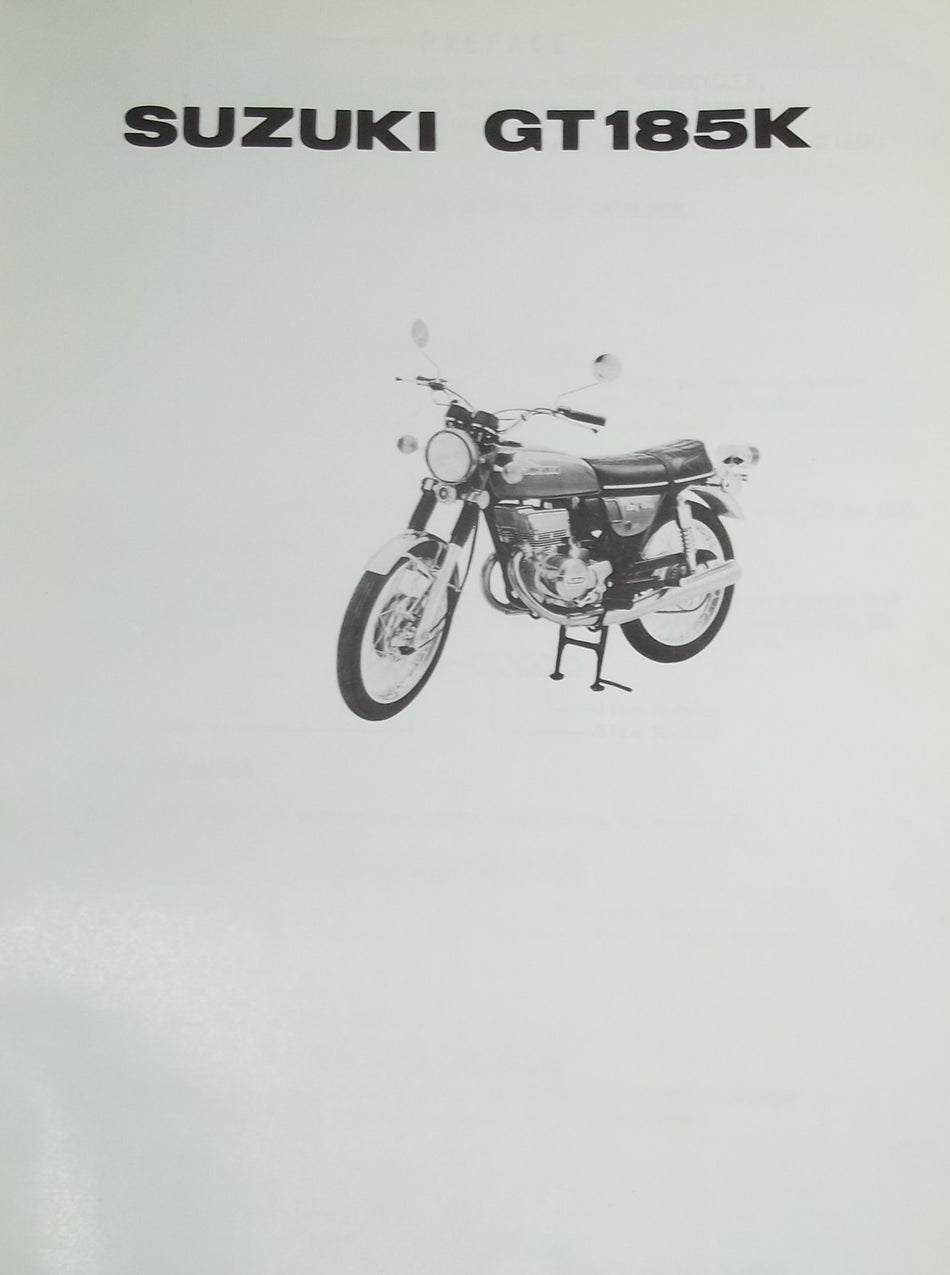 GENUINE SUZUKI GT185K PARTS CATALOGUE GT 185 K 1973 NICE VINTAGE!