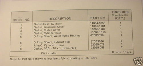 KAWASAKI KX80 83-84 OEM Engine Gasket Set