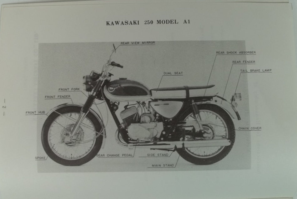 INSTRUCTIONS FOR REASSEMBLY OF KAWASAKI A1 MOTORCYCLE AFTER UNPACKING MANUAL