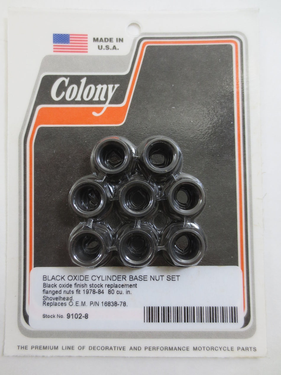 BLACK OXIDE CYLINDER BASE NUT SET HARLEY SHOVELHEAD